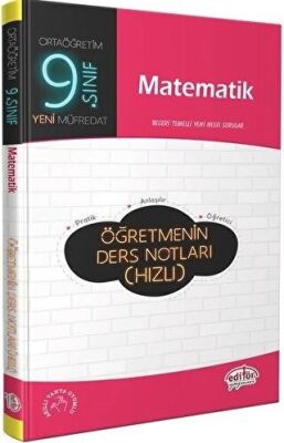 Editör Yayınevi 9. Sınıf Matematik Öğretmenin Ders Notları Hızlı - 1