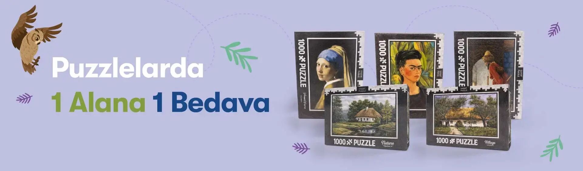 1000 Parça Puzzle 1 Alana 1 Bedava