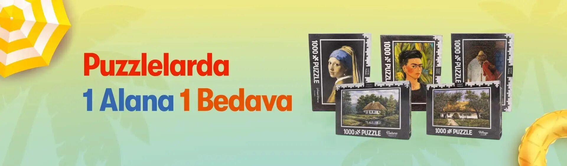 1000 Parça Puzzle 1 Alana 1 Bedava