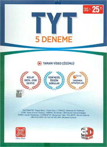 TYT 5 Deneme ÖSYM Tarzı Kitapçıklarla Tamamı Video Çözümlü Çözüm