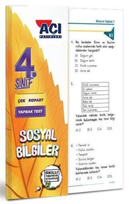 Açı Yayınları 4. Sınıf Sosyal Bilgiler Çek Kopart Yaprak Test - 1