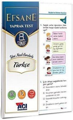 Açı Yayınları 8. Sınıf Tükçe Çek Kopar Yaprak Test - 1