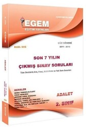 2. Sınıf 3. Yarıyıl Adalet Son 7 Yılın Çıkmış Sınav Soruları Kod 605 - Egem Eğitim Yayınları