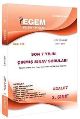 2. Sınıf 3. Yarıyıl Adalet Son 7 Yılın Çıkmış Sınav Soruları Kod 605 - 1
