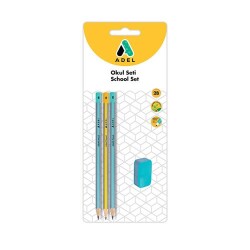Adel 3 School Kurşun Kalem + 1 Prime Kalemtraş - Adel