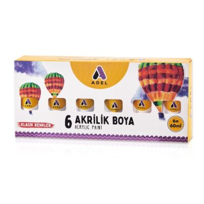 Adel Akrilik Boya 60 Ml Klasik Renkler 6 Lı - 1