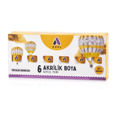 Adel Akrilik Boya 60 Ml Metalik Renkler 6 Lı - 1