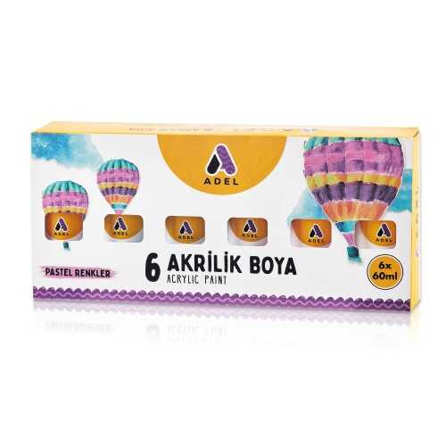 Adel Akrilik Boya 60 Ml Pastel Renkler 6 Lı - 1