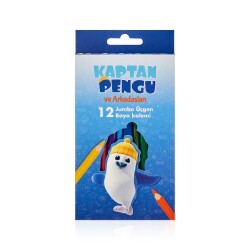 Adel Kaptan Pengu Üçgen Jumbo Kuru Boya Kalemi 12li - 1