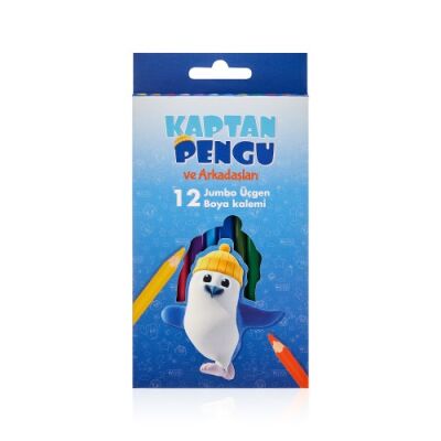 Adel Kaptan Pengu Üçgen Jumbo Kuru Boya Kalemi 12li - 1