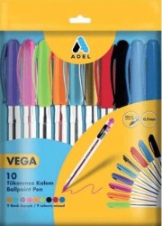 Adel Vega Tükenmez Kalem Karışık 10`lu Paket - Adel