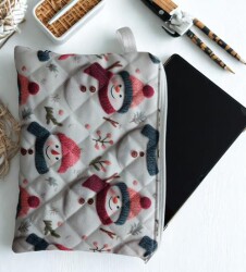 Aduşka Kumaş Tablet Kılıfı 30x22cm - Kardan Adam - Aduşka Tasarım