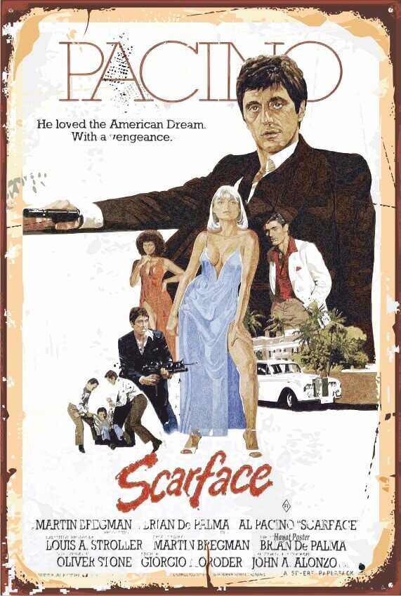 Al Pacino Scarface Sinema Retro Vintage Ahşap Poster