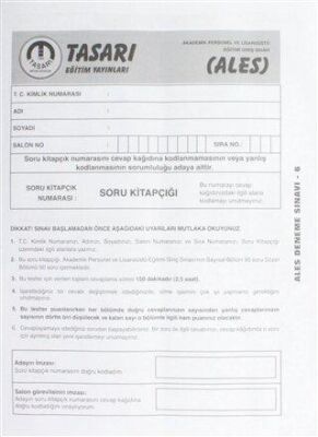 Tasarı Eğitim Yayınları ALES TG Soru Kitapçığı Deneme Sınavı 6 - 1