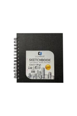 Alex Schoeller Sketchbook Sert Kapak Eskiz Defteri 120gr 12x12 70yp Spiralli Soft White Çizgisiz - 1