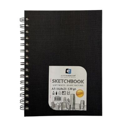 Alex Schoeller Sketchbook Sert Kapak Eskiz Defteri 120gr A5 70yp Spiralli Soft White Çizgisiz - 1