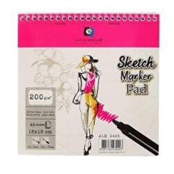 Alex Schoeller Sketch Marker Pad Eskiz Defteri 200gr 15x15cm 40yp Spiralli - Alex Schoeller