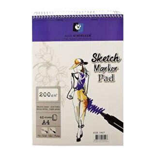 Alex Schoeller Sketch Marker Pad Eskiz Defteri 200gr A4 40yp Spiralli - 1