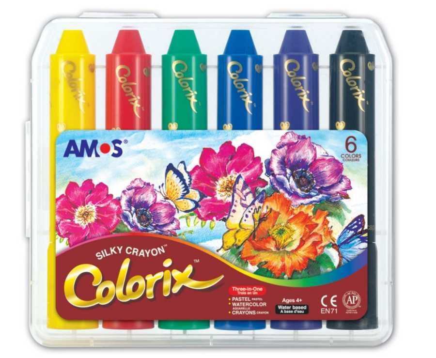 Amos Colorix Üçü Bir Arada Pastel Boya Plastik Kutu 6'Li