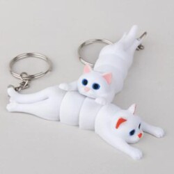Anahtarlık Charm Çanta Süsü - Beyaz Kedi - BCOVERART