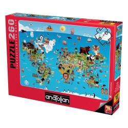 Anatolian Puzzle 260 Parça Karikatür Dünya Haritası - 1