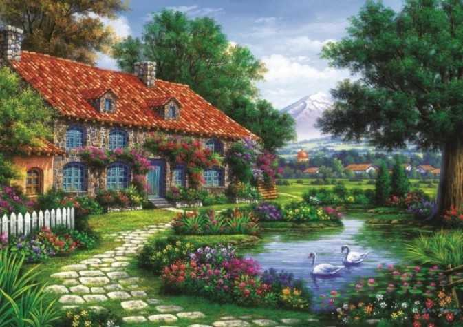Art Puzzle 1500 Parça Kuğulu Bahçe