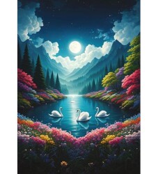 Art Puzzle Ay Işığında Kuğular Gölü 500 Parça Puzzle - 2