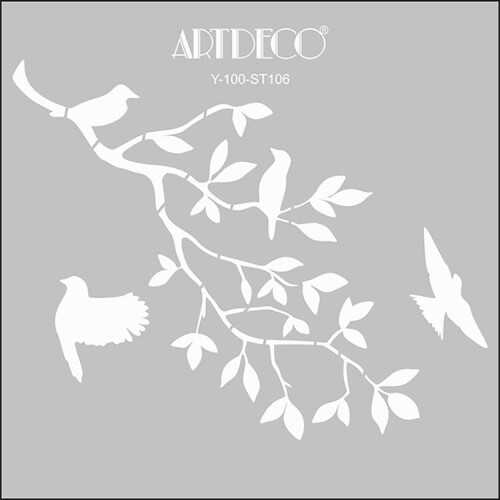 Artdeco Stencil 30X30Cm Daldaki Kuşlar 106