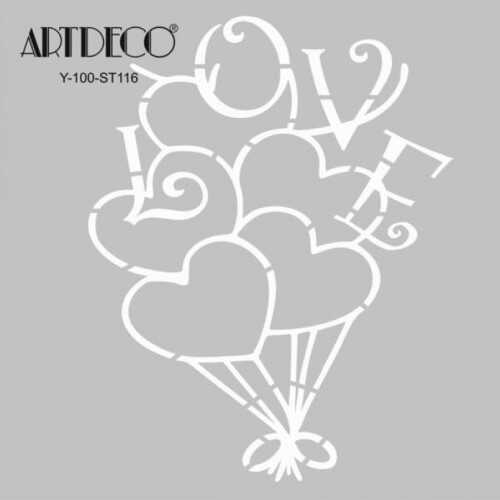 Artdeco Stencil 30X30Cm Kalp Balon 116