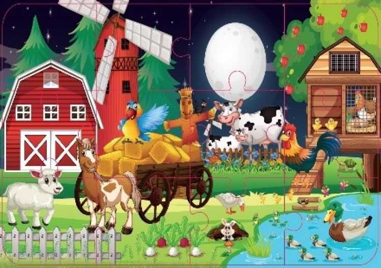 Çiftlik Hayvanları 12 Büyük Parça Dokun Hisset Puzzle