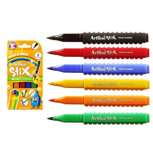 Artline Stix Brush Marker Esnek Uçlu Keçeli Kalem Seti 6 Renk