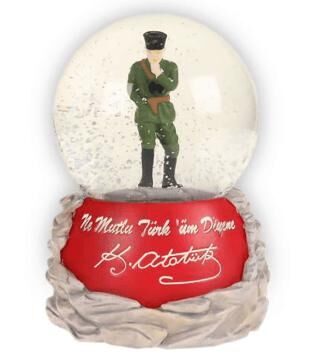 Atatürk İzmir Marşı Müzikli Işıklı Kar Küres - 1