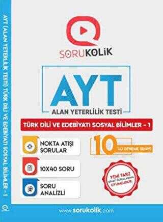 Sorukolik Yayınları AYT Türk Dili ve Edebiyatı Sosyal Bilimler 10`lu Deneme Sınavı