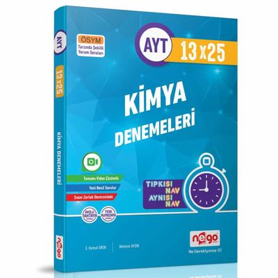 Nego Yayınları AYT Kimya Tamamı Video Çözümlü 13x25 Branş Deneme - 1