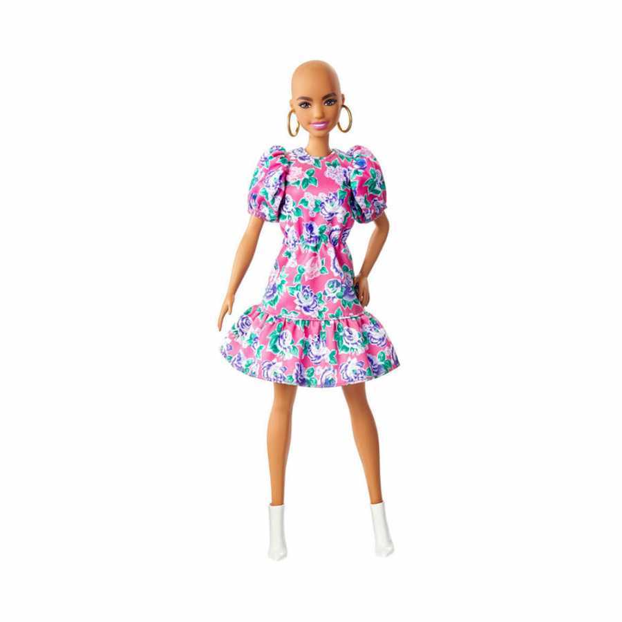 Barbie Büyüleyici Parti Bebekleri Saçsız Pembe Çiçekli Elbiseli