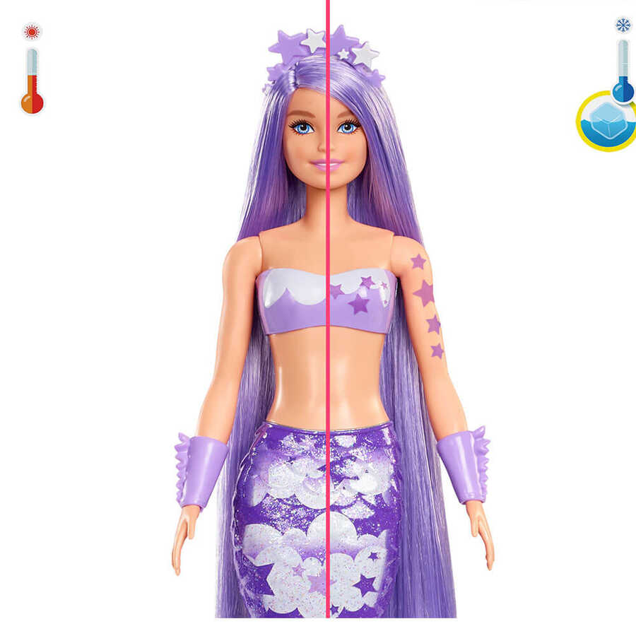 Barbie Color Reveal™ Renk Değiştiren Sürpriz Barbie Gökkuşağı Deniz Kızı Bebekler HDN68