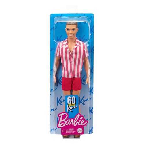 Barbie Ken 60. Yıl Bebeği Kırmızı Şortlu Çizgili Gömlekli