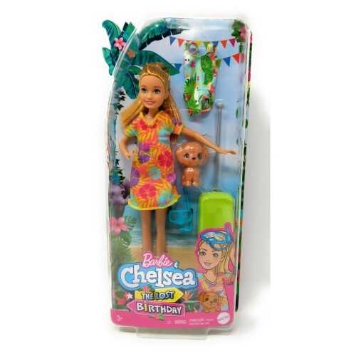Barbie ve Chelsea Kayıp Doğum Günü Bebek ve Aksesuar Tropikal Desenli GRT86-GRT89