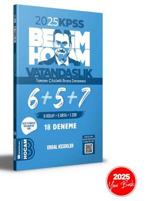 Benim Hocam Yayınları 2024 KPSS Vatandaşlık Tamamı Çözümlü 6+5+7 Deneme - 1