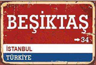 Beşiktaş Yön Sokak Tabelası Retro Ahşap Poster