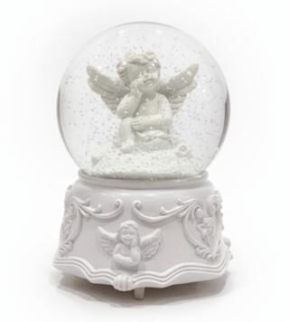 Beyaz Melek Müzikli Işıklı Kar Küresi - 1