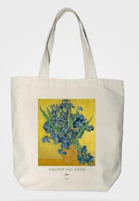 Bez Çanta Gabardin Kumaş %100 Pamuk Van Gogh Tablosu - İrisli Vazo - 1