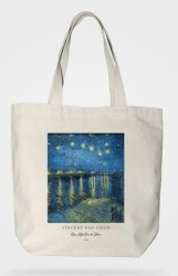 Bez Çanta Gabardin Kumaş %100 Pamuk Van Gogh Tablosu - Rhone - BCOVERART