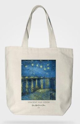 Bez Çanta Gabardin Kumaş %100 Pamuk Van Gogh Tablosu - Rhone - 1