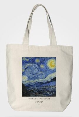 Bez Çanta Gabardin Kumaş %100 Pamuk Van Gogh Tablosu - Yıldızlı Gece - 1