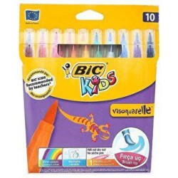 Bic Visa Fırça Uçlu Keçeli Boya Kalemi 10`lu Kutu - Bic