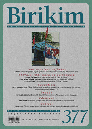 Birikim Aylık Sosyalist Kültür Dergisi Sayı: 377 Eylül 2020 - Birikim Yayınları