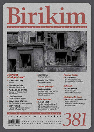 Birikim Aylık Sosyalist Kültür Dergisi Sayı: 381 Ocak 2021 - Birikim Yayınları