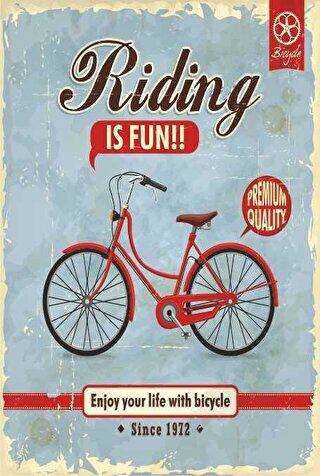 Bisiklete Binmek Eğlencelidir Retro Vintage Ahşap Poster
