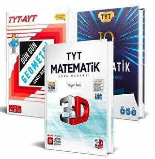BKM Kitap AYT Matematik 3D + TYT IQ Matematik Soru Kütüphanesi PRF + TYT AYT Gün Gün Geometri Soru Bankası Strateji Yayınları 3`lü Set
